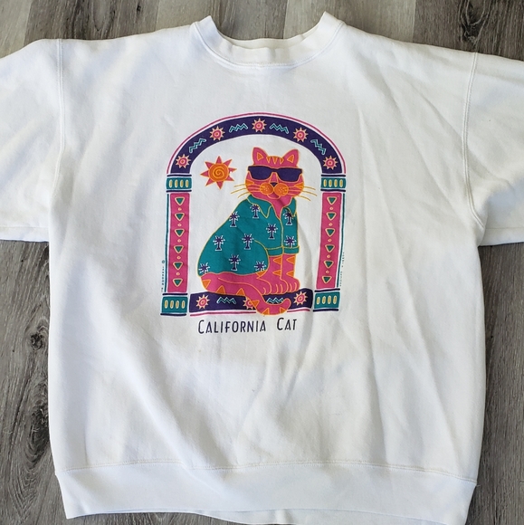 Vintage Sweatshirt Cat California 🐈 😍 1990s crewneck beach hiking play fun XL